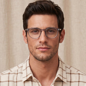 CARFIA Vinyl FC04 Crystal Grey Round Acetate Eyeglasses men eyewear