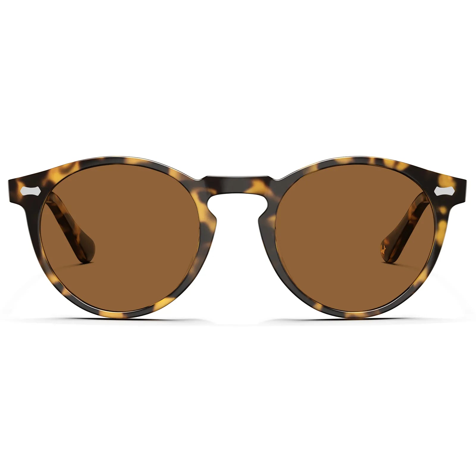 Brown Tortoise Frame with Amber Lenses Pantos Round Sunglasses