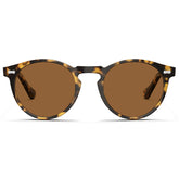 Brown Tortoise Frame with Amber Lenses Pantos Round Sunglasses