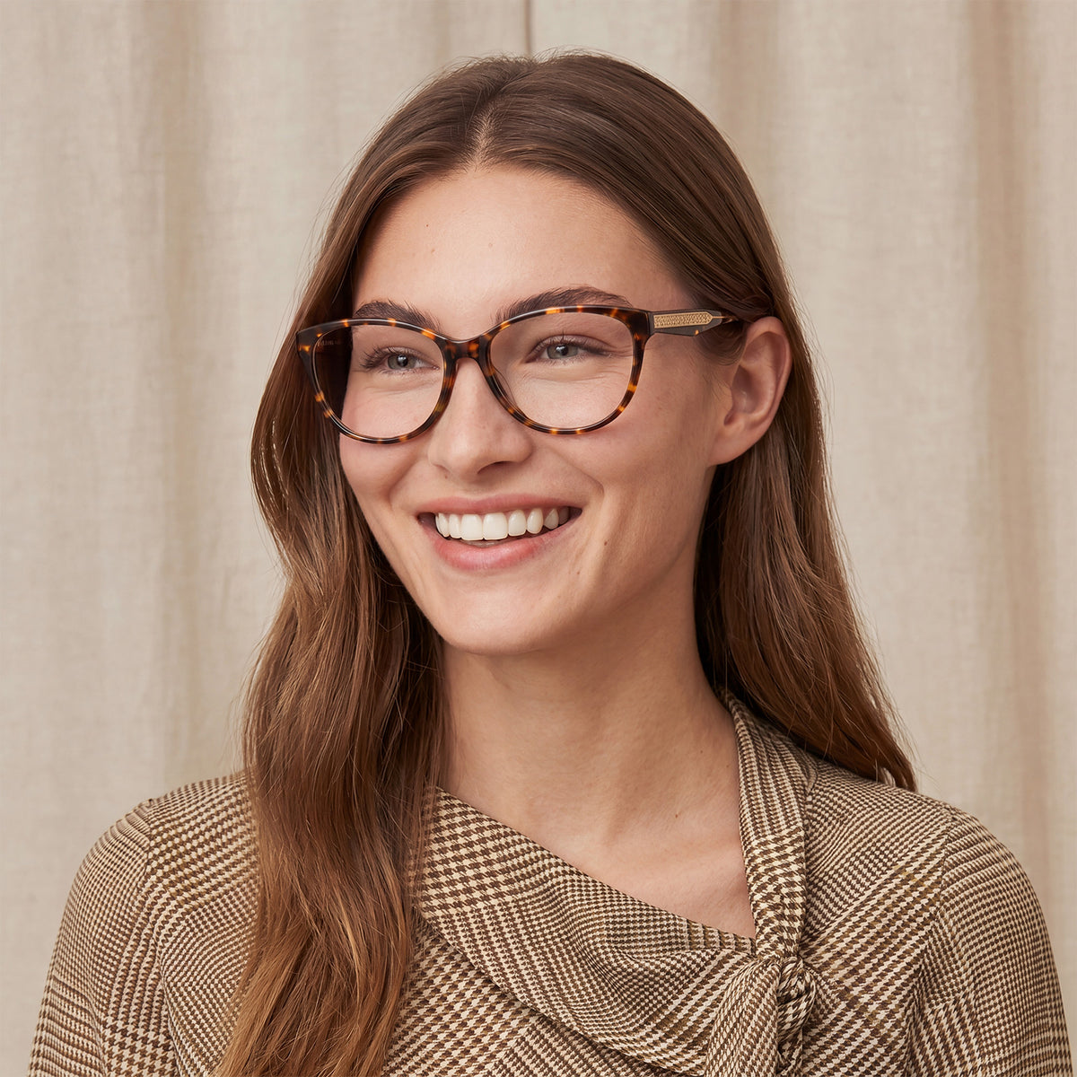 Carfia Barrie-FC02 Tortoise Acetate Cat-Eye Prescription Eyeglasses for Women, Model View