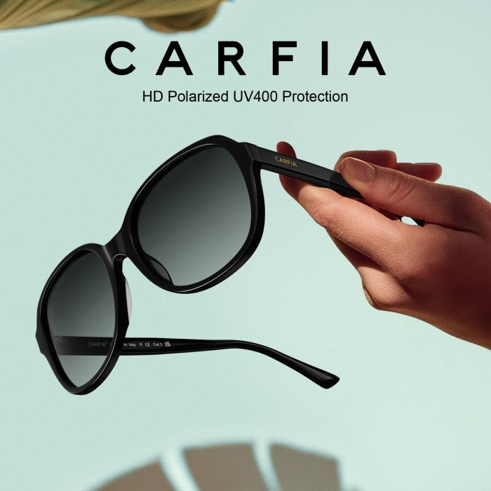 Carfia Acetate Polarized Sunglasses for Women UV Protection Retro Trendy Big Sunnies