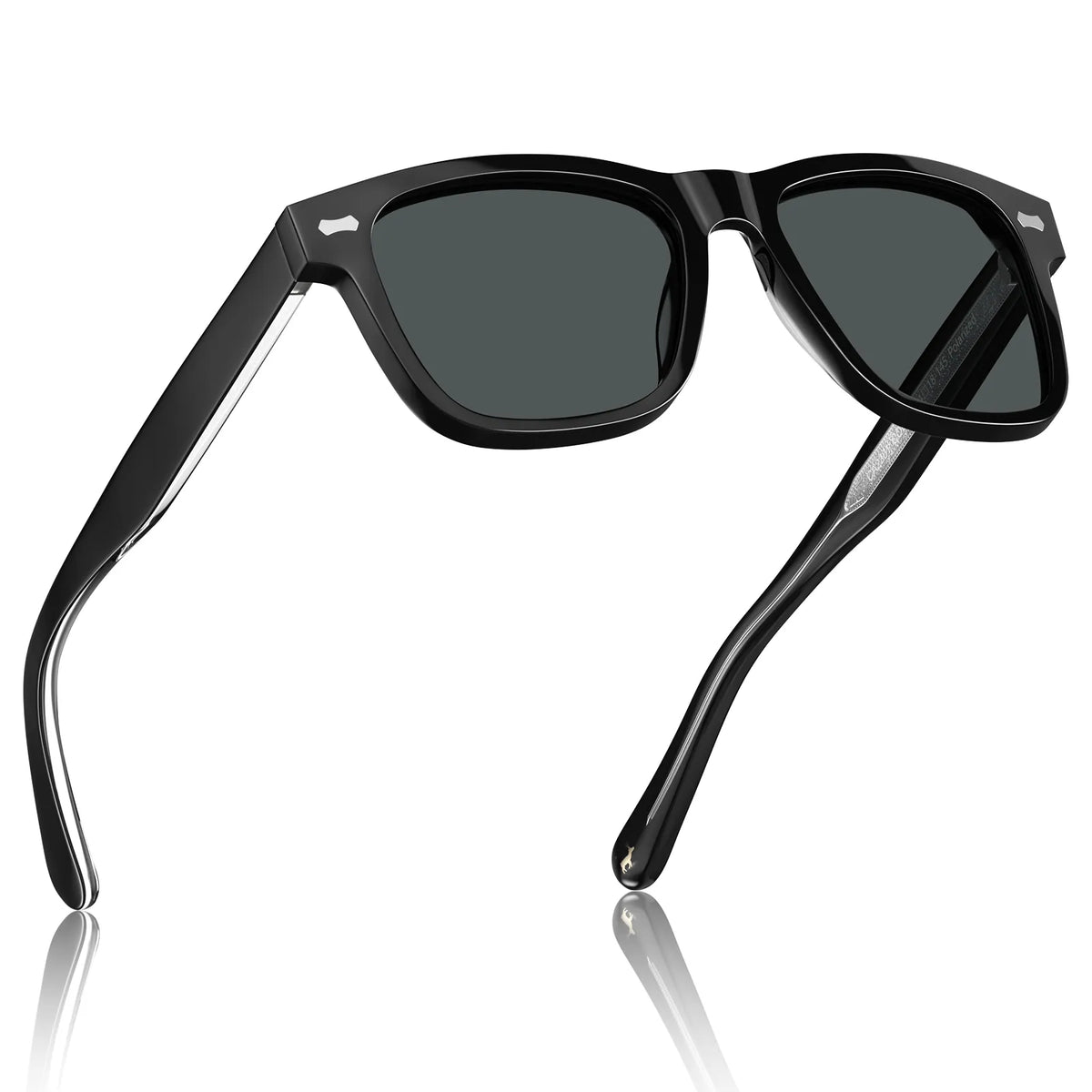Carfia Eugene-CA2301C01 Black Acetate Heart Polarized Sunglasses for Men, Detail View