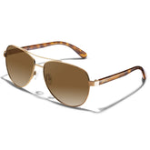 Carfia Poptart-C05 Gold Metal Aviator Polarized Sunglasses for Women, Front View