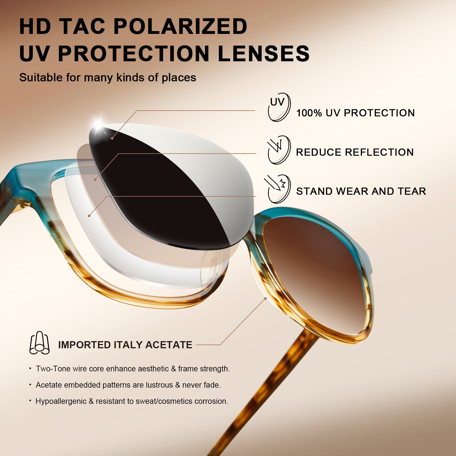 carfia fashion women sunglasses cat eye eyewear polarlized uv protection
