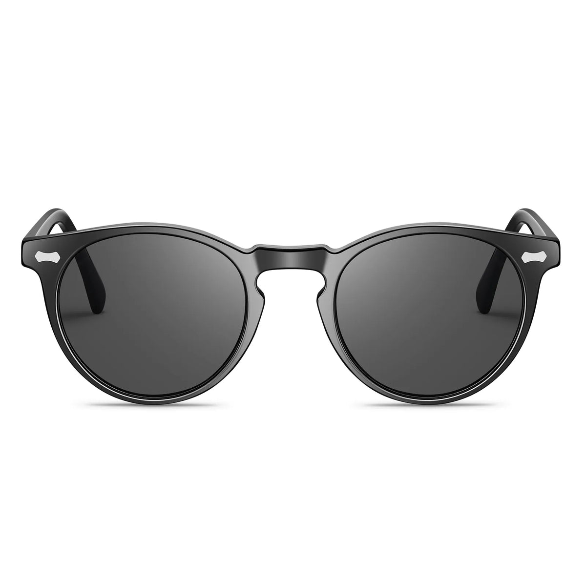 Black Frame with Grey Lenses Pantos Round Sunglasses | CARFIA