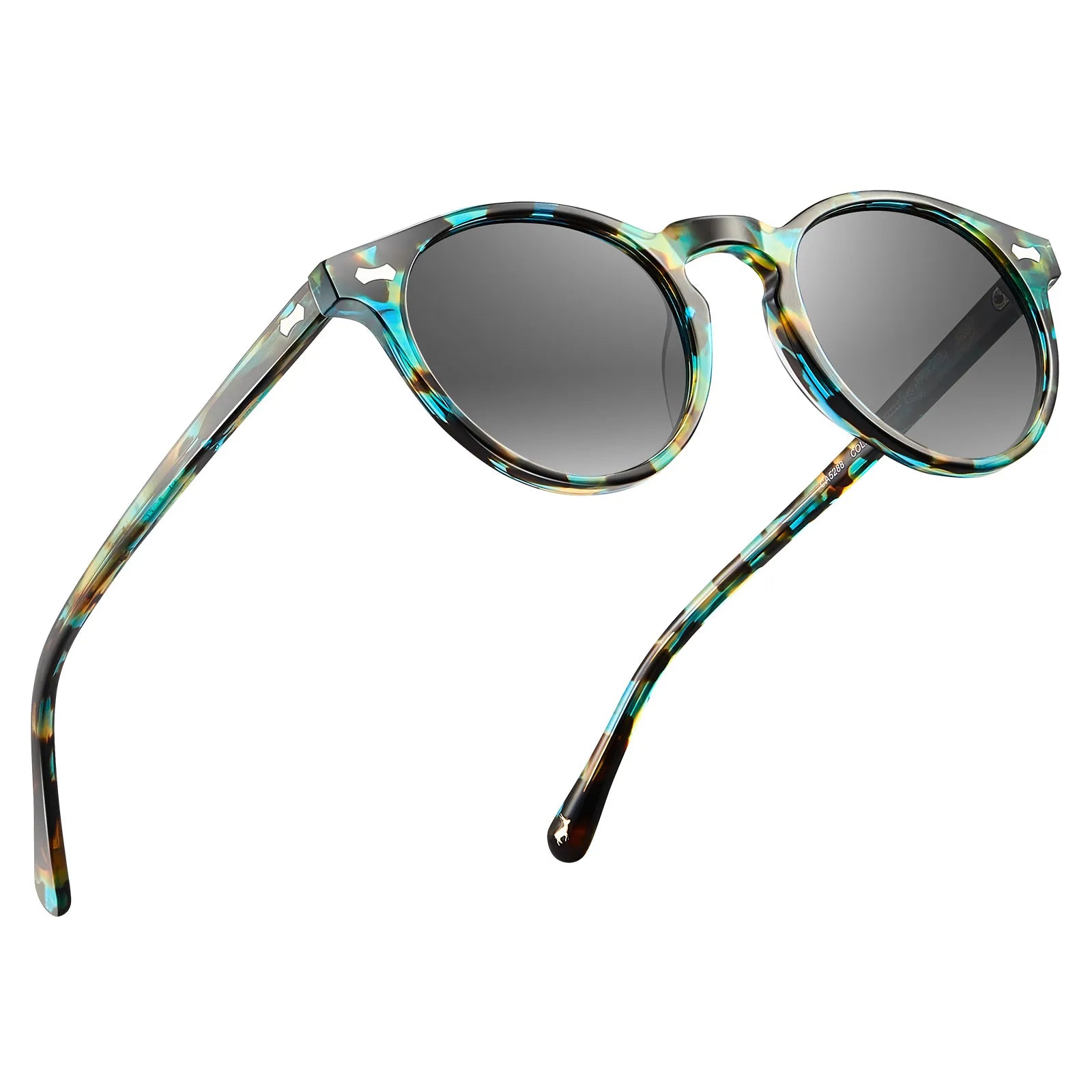 Blue Tortoise Frame Prescription Round Sunglasses CARFIA eyewear fly