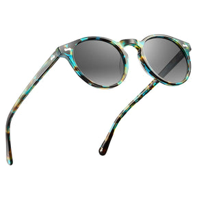 Blue Tortoise Frame Prescription Round Sunglasses CARFIA eyewear fly