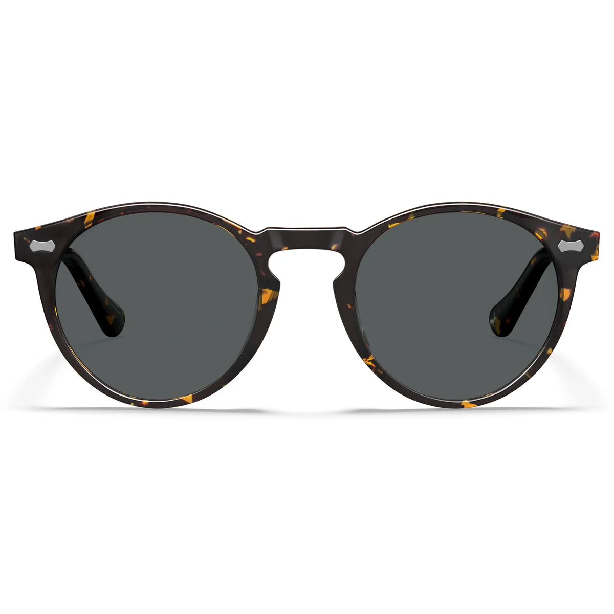 Tortoise Frame Grey Lens Pantos Round Sunglasses | CARFIA