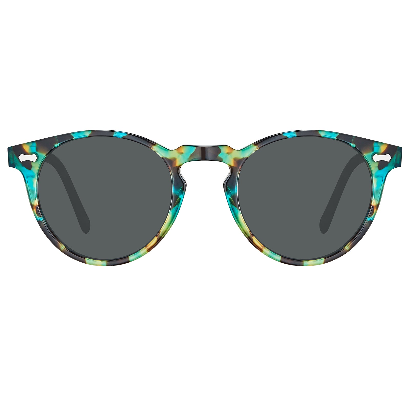 Blue Tortoise Frame Prescription Round Sunglasses CARFIA eyewear front