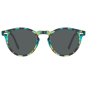 Blue Tortoise Frame Prescription Round Sunglasses CARFIA eyewear front