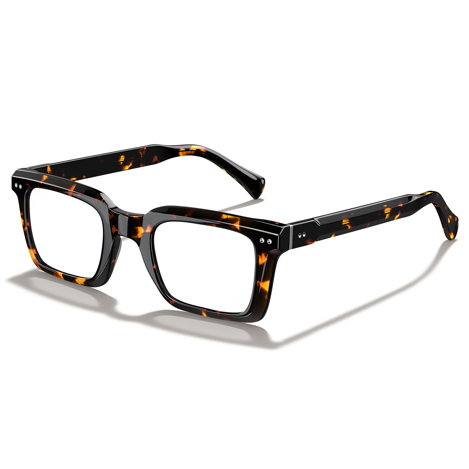  Square Tortoiseshell Eyeglasses Italian Acetate Prescription Frames angle