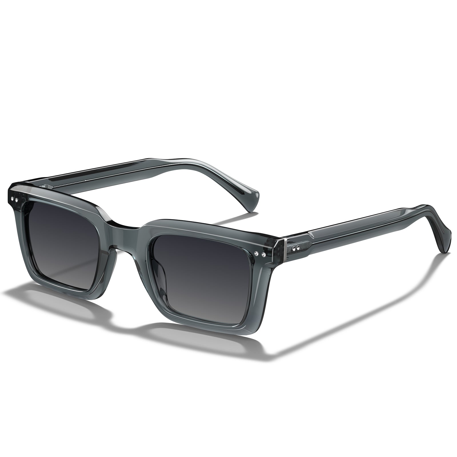 Black sunglasses with dark lenses on a white background