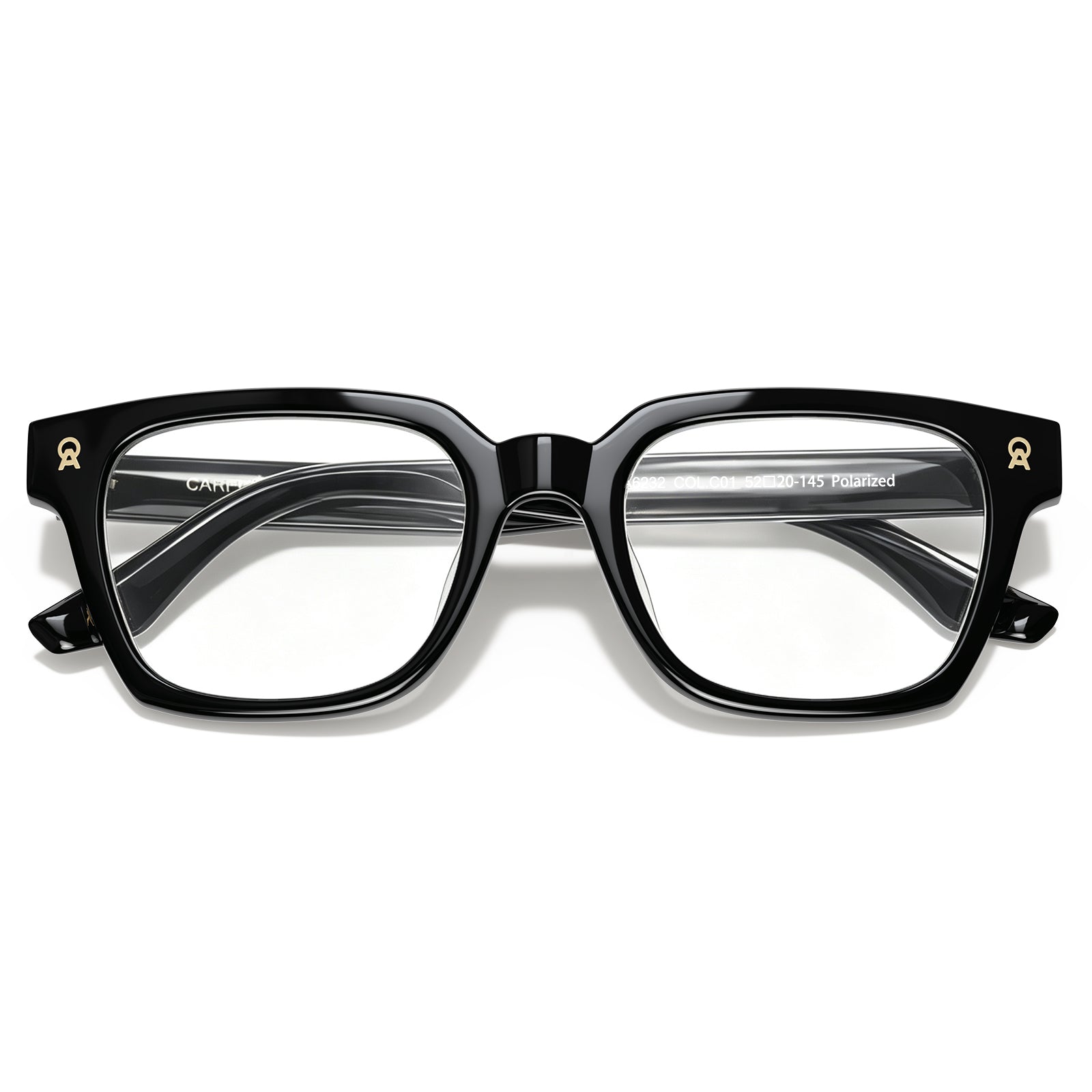 carfia Premium Italian Acetate Eyeglasses Timeless Black Frame Design fold