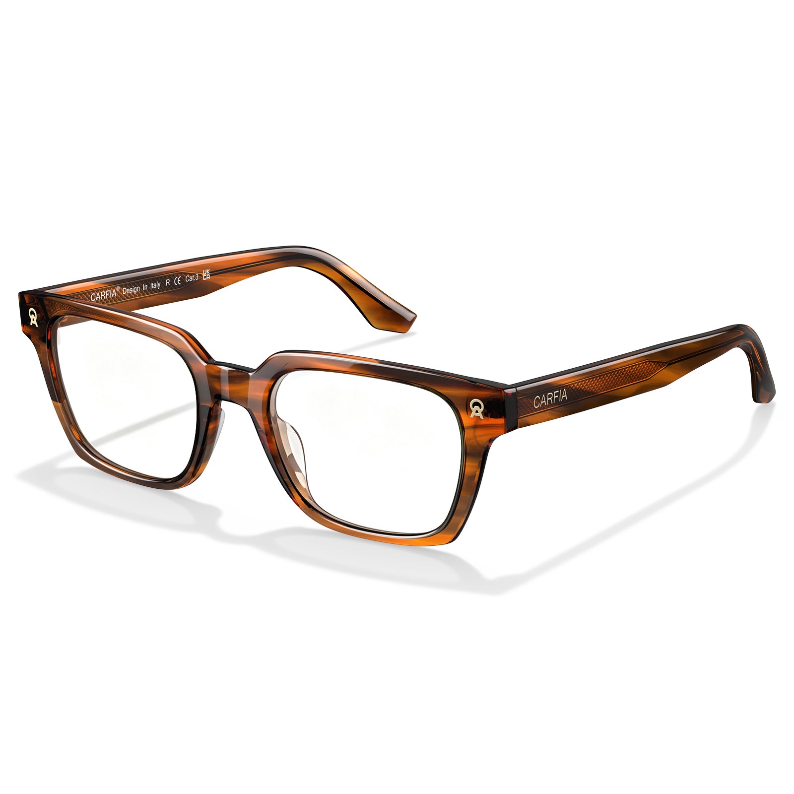 CARFIA Camet Rectangular Eyeglasses – Italian-Designed Brown Acetate Frame  angle
