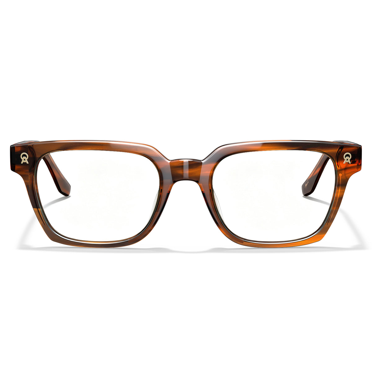 CARFIA Camet Rectangular Eyeglasses – Italian-Designed Brown Acetate Frame front