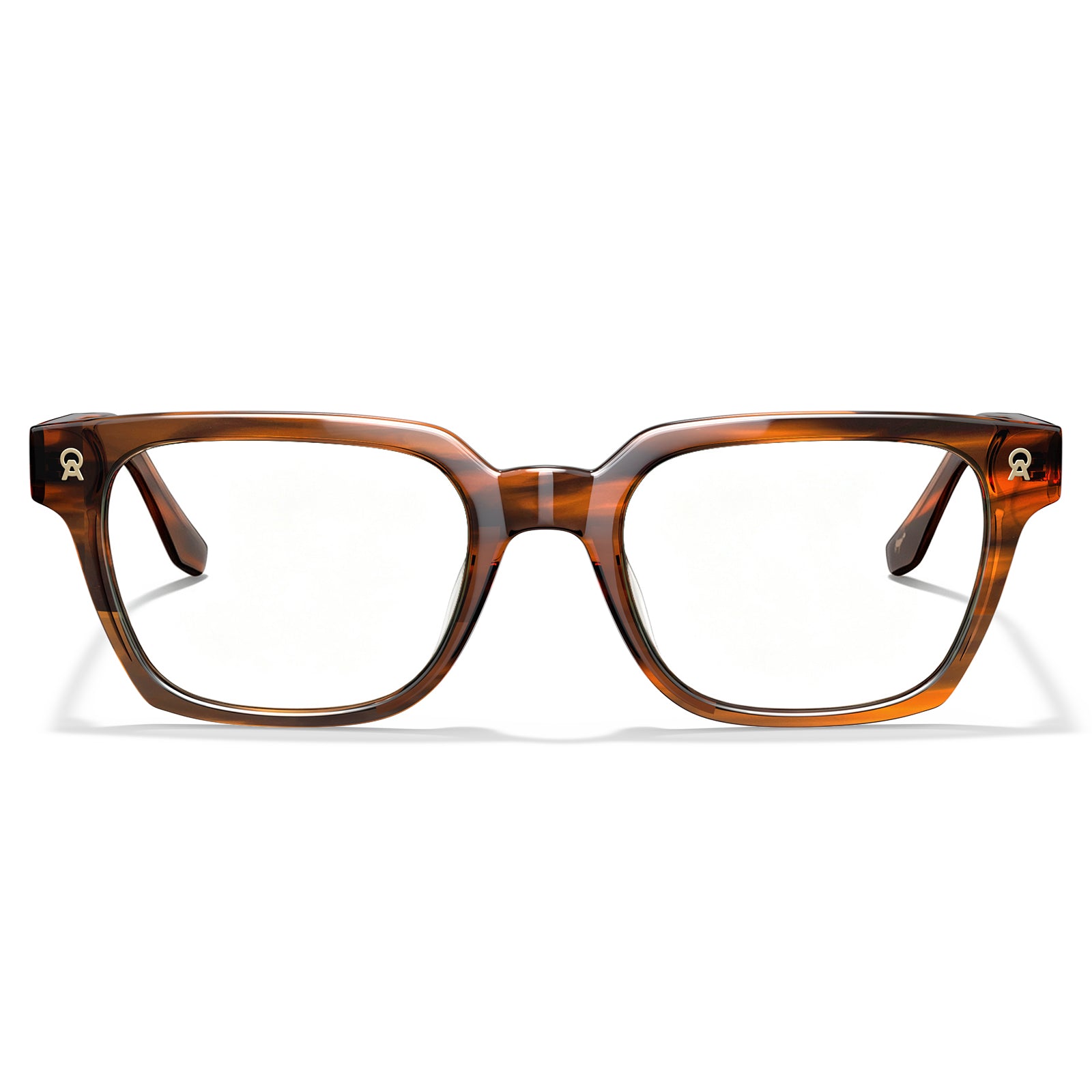 CARFIA Camet Rectangular Eyeglasses – Italian-Designed Brown Acetate Frame front