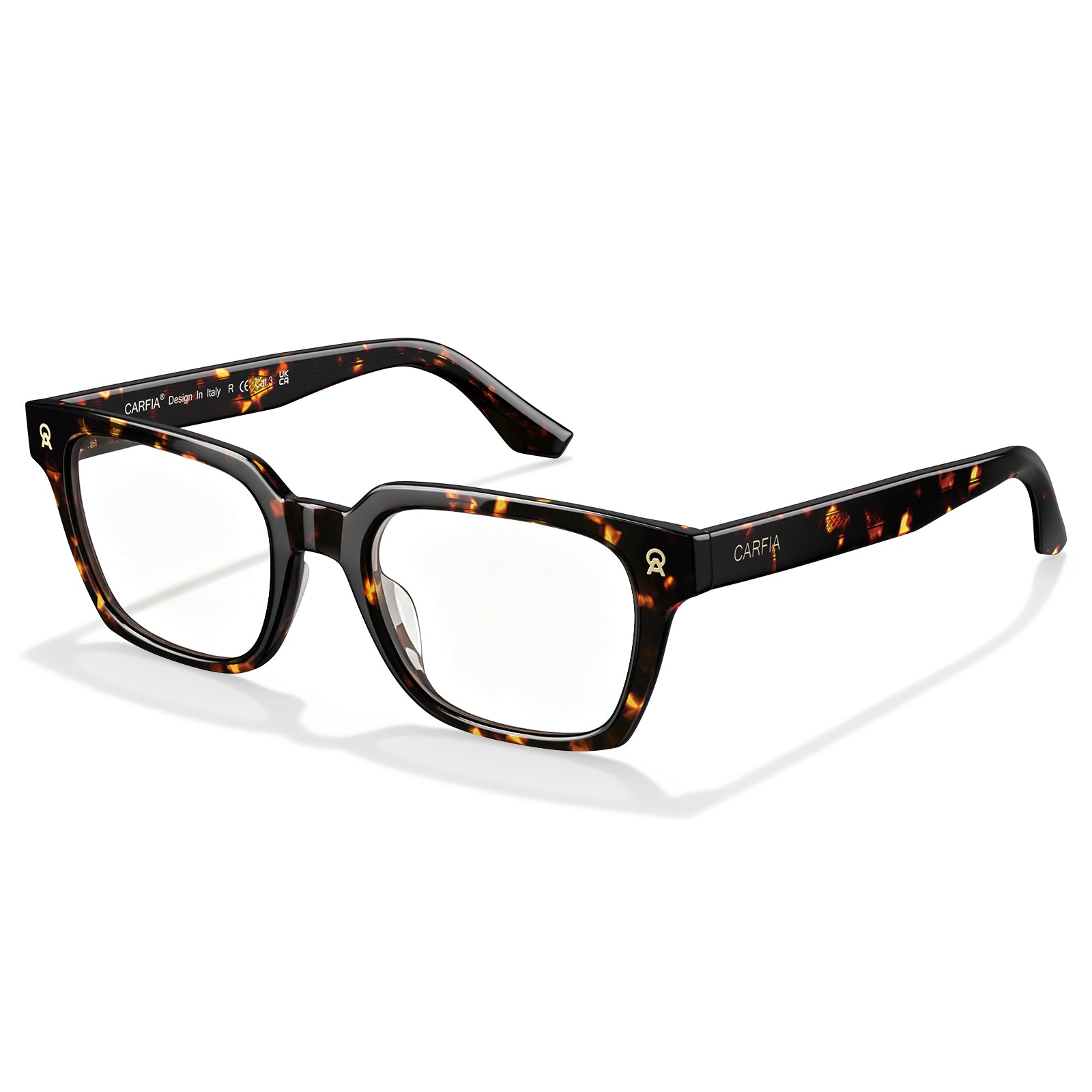 CARFIA Camet Rectangular Eyeglasses  Italian Designed Dark Tortoise Acetate Frames angle