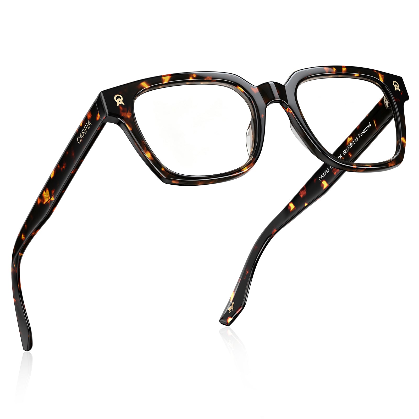 CARFIA Camet Rectangular Eyeglasses  Italian Designed Dark Tortoise Acetate Frames fly