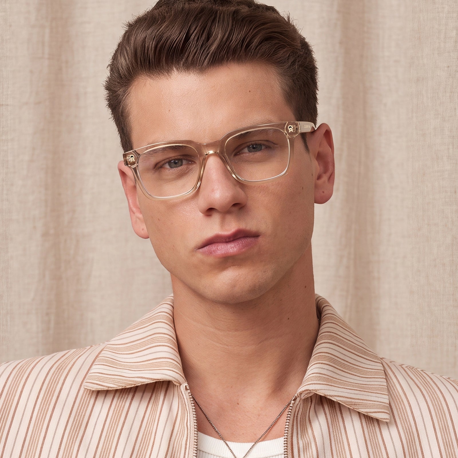 CARFIA Camet Rectangular Eyeglasses  Italian Designed clear gold Acetate Frames men fashion style