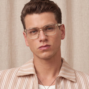 CARFIA Camet Rectangular Eyeglasses  Italian Designed clear gold Acetate Frames men fashion style