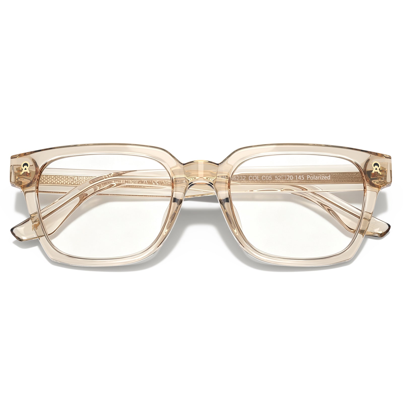 CARFIA Camet Rectangular Eyeglasses  Italian Designed Dark gold Acetate Frames fold