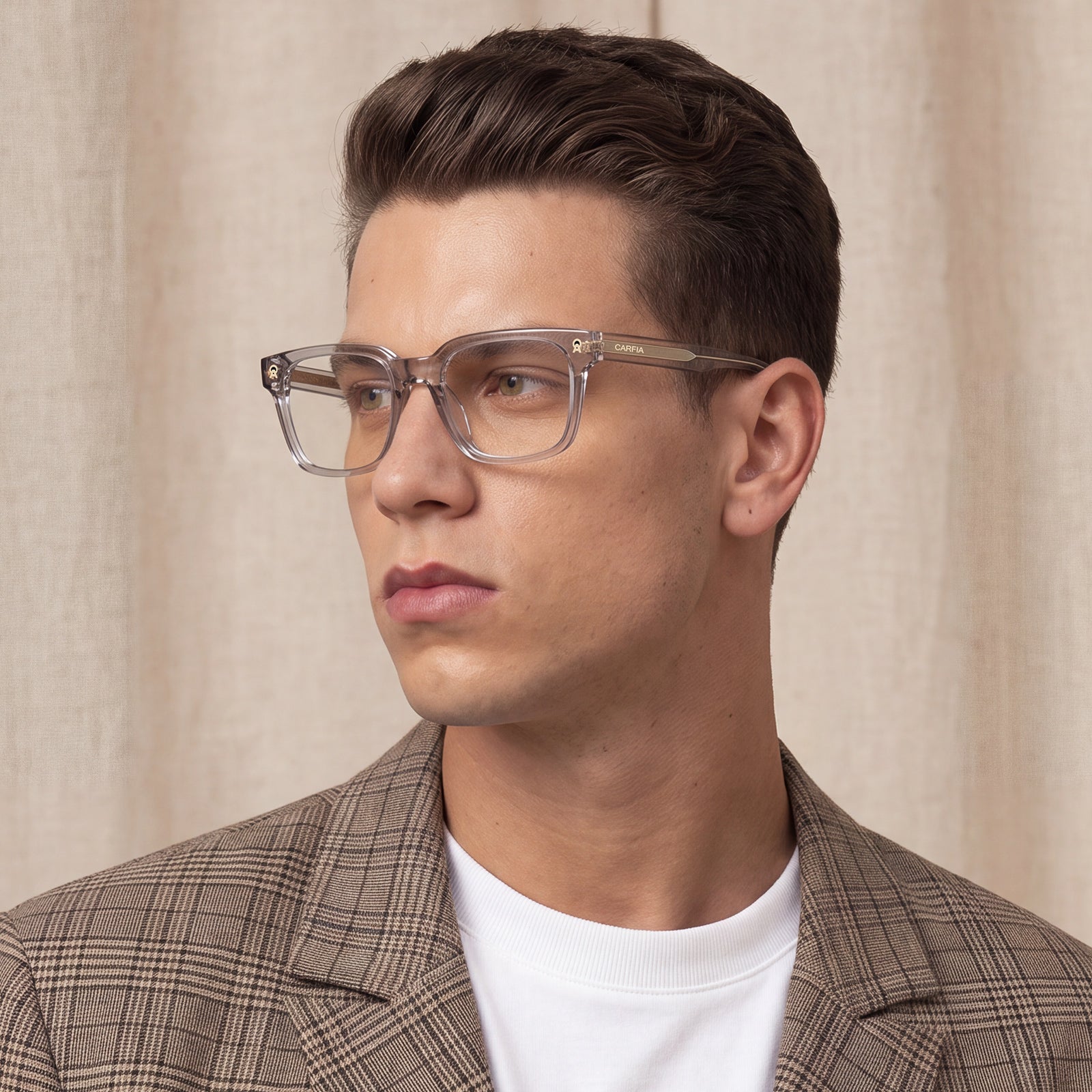 CARFIA Camet Rectangular Eyeglasses Italian-Designed Clear Acetate Frames for men lifestyle