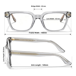 CARFIA Camet Rectangular Eyeglasses Italian-Designed Clear Acetate Frames for men sizes