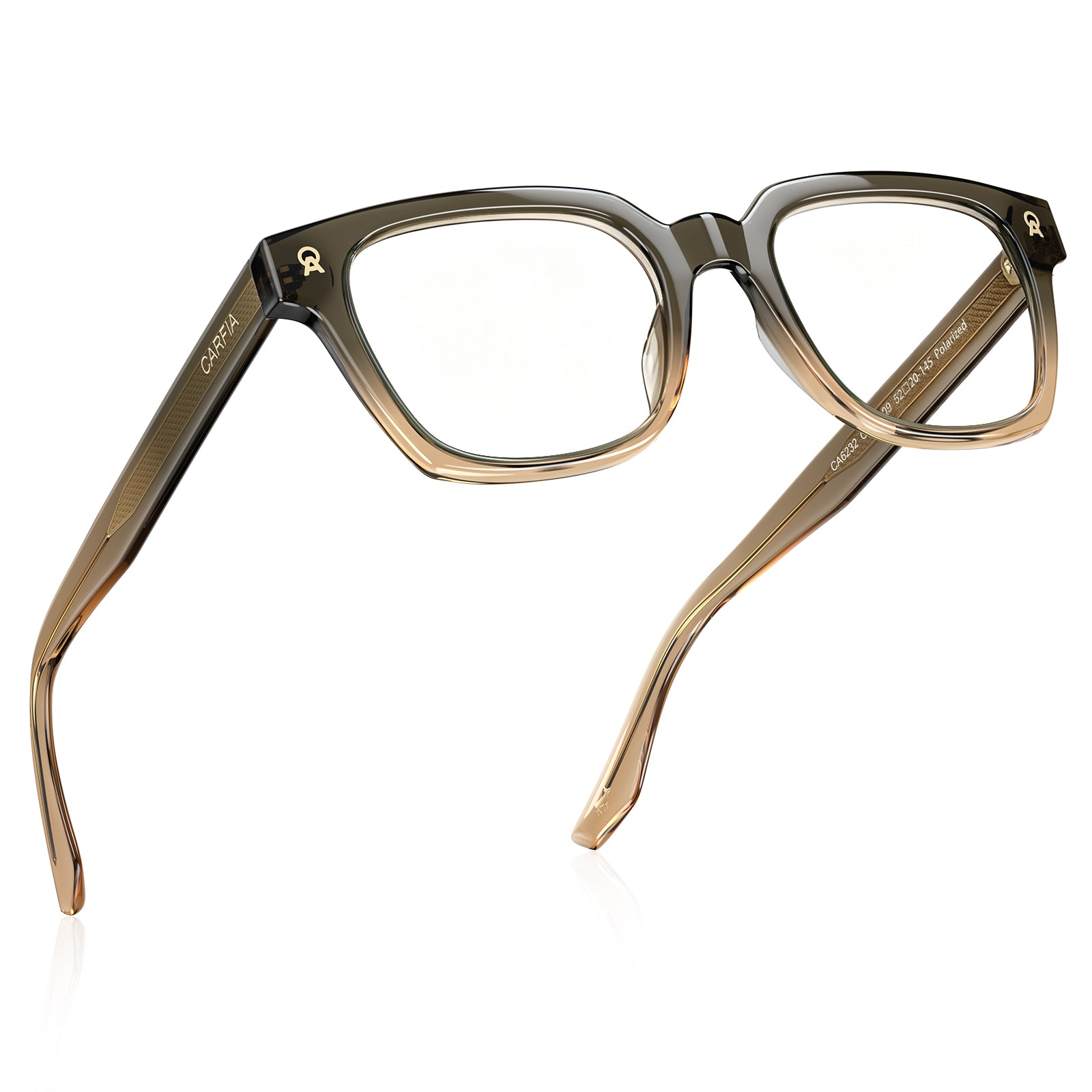CARFIA Camet Rectangular Eyeglasses Italian-Designed Striped Acetate Frames fly