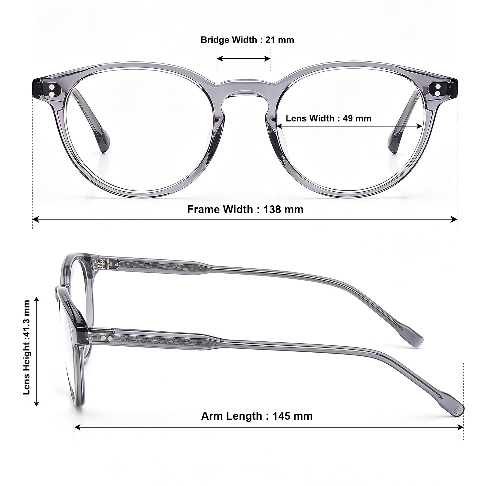 CARFIA  Crystal Clear Acetate Eyeglasses Italian-Inspired  glassees clear new fashion sizes