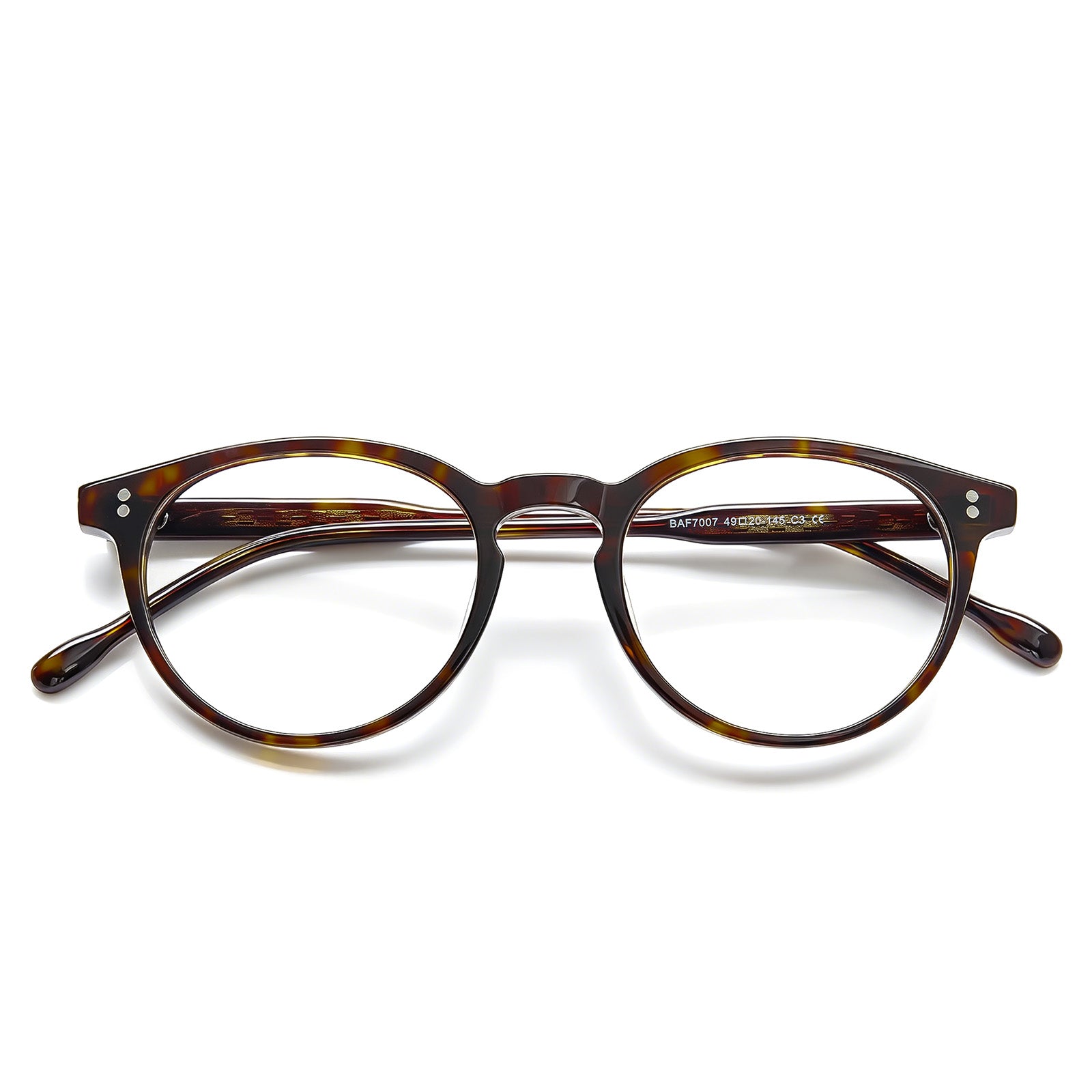 CARFIA Vinyl FC03 prescription glasses Tortoise Round Acetate Eyeglasses flod