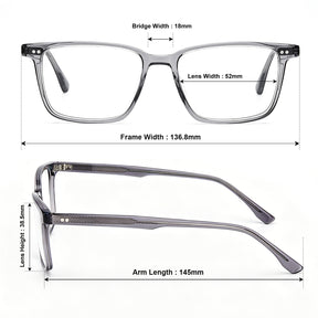 CARFIA Martia eyeglasses size chart – 52mm lens width, 136.8mm frame width, 18mm bridge sizes