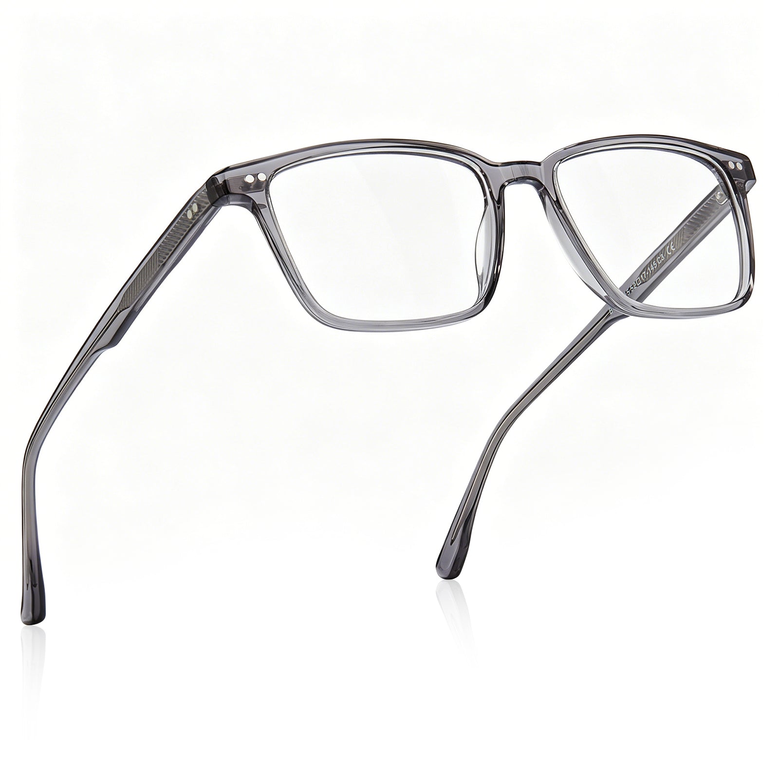 CARFIA Martia grey acetate eyeglasses side view – 145mm temple arm, full-rim square  eyewear