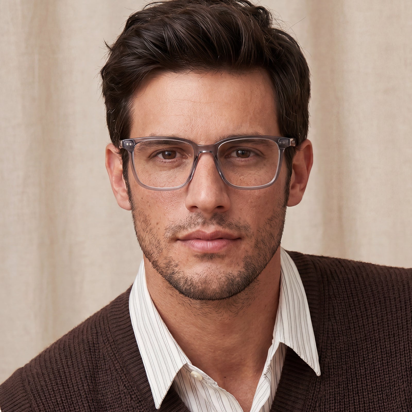CARFIA Martia transparent grey square eyeglasses – lightweight acetate full-rim frame men eyewear