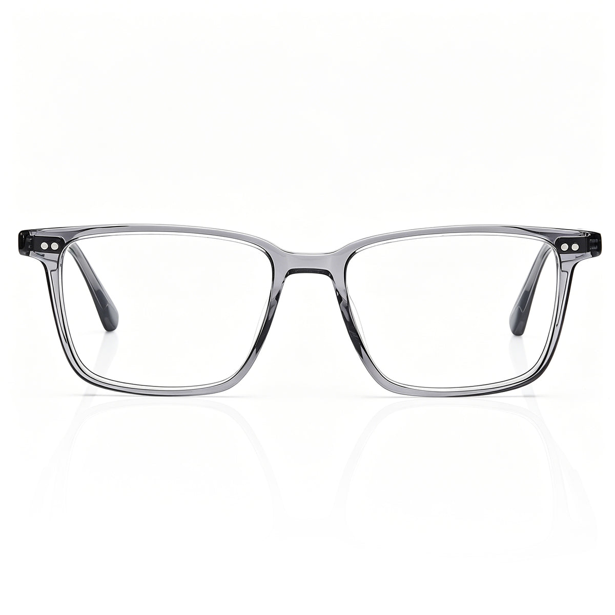 CARFIA Martia transparent grey square eyeglasses – lightweight acetate full-rim frame, front view