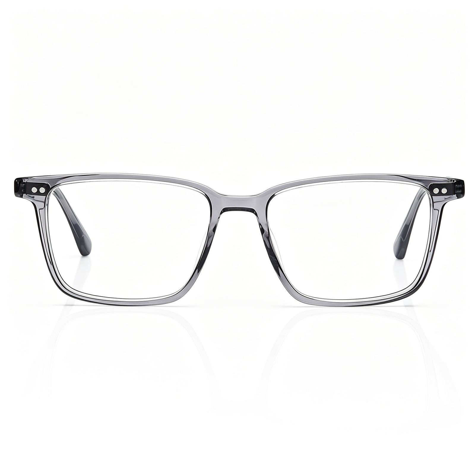 CARFIA Martia transparent grey square eyeglasses – lightweight acetate full-rim frame, front view