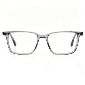 CARFIA Martia transparent grey square eyeglasses – lightweight acetate full-rim frame, front view