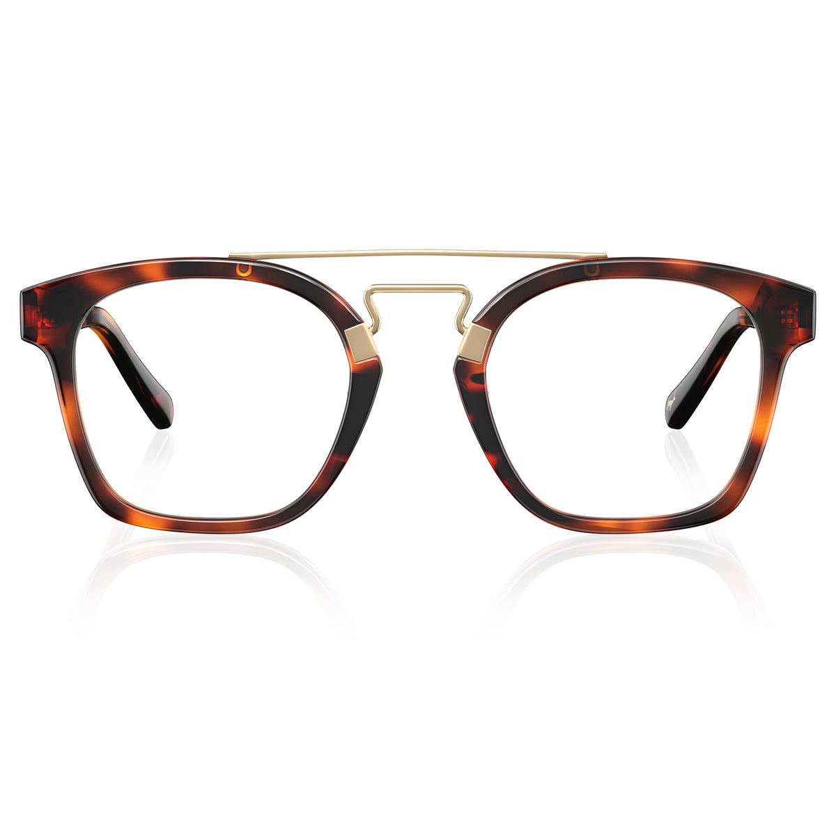 CARFIA Queen Tortoiseshell Acetate Eyeglasses Double Bridge Women's Frames Front