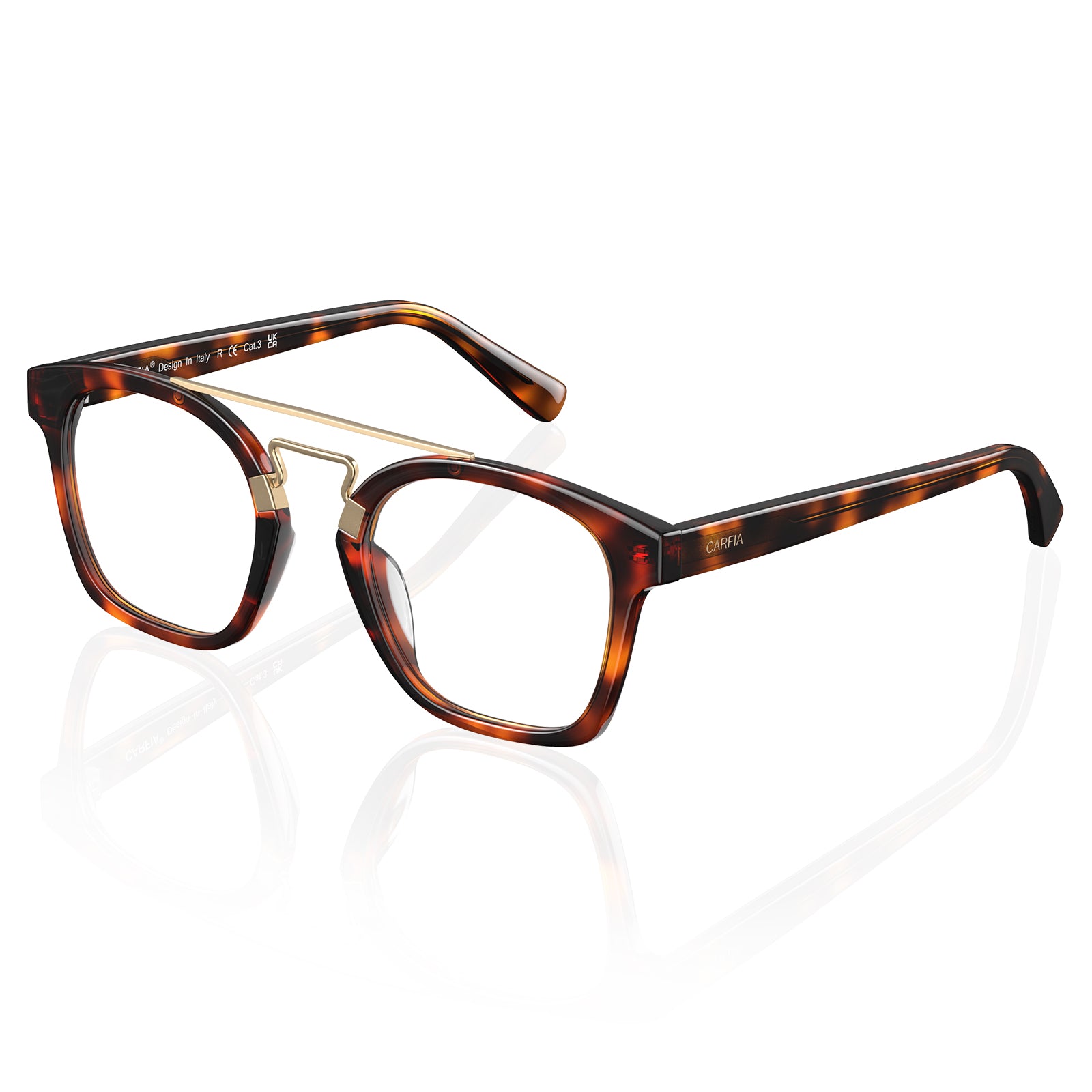 CARFIA Queen Tortoiseshell Acetate Eyeglasses Double Bridge Women's Frames angle