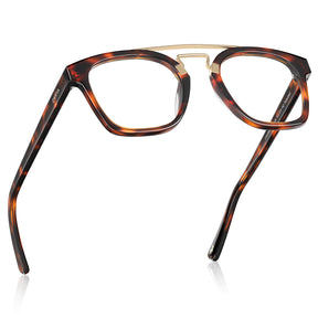 CARFIA Queen Tortoiseshell Acetate Eyeglasses Double Bridge Women's Frames fly