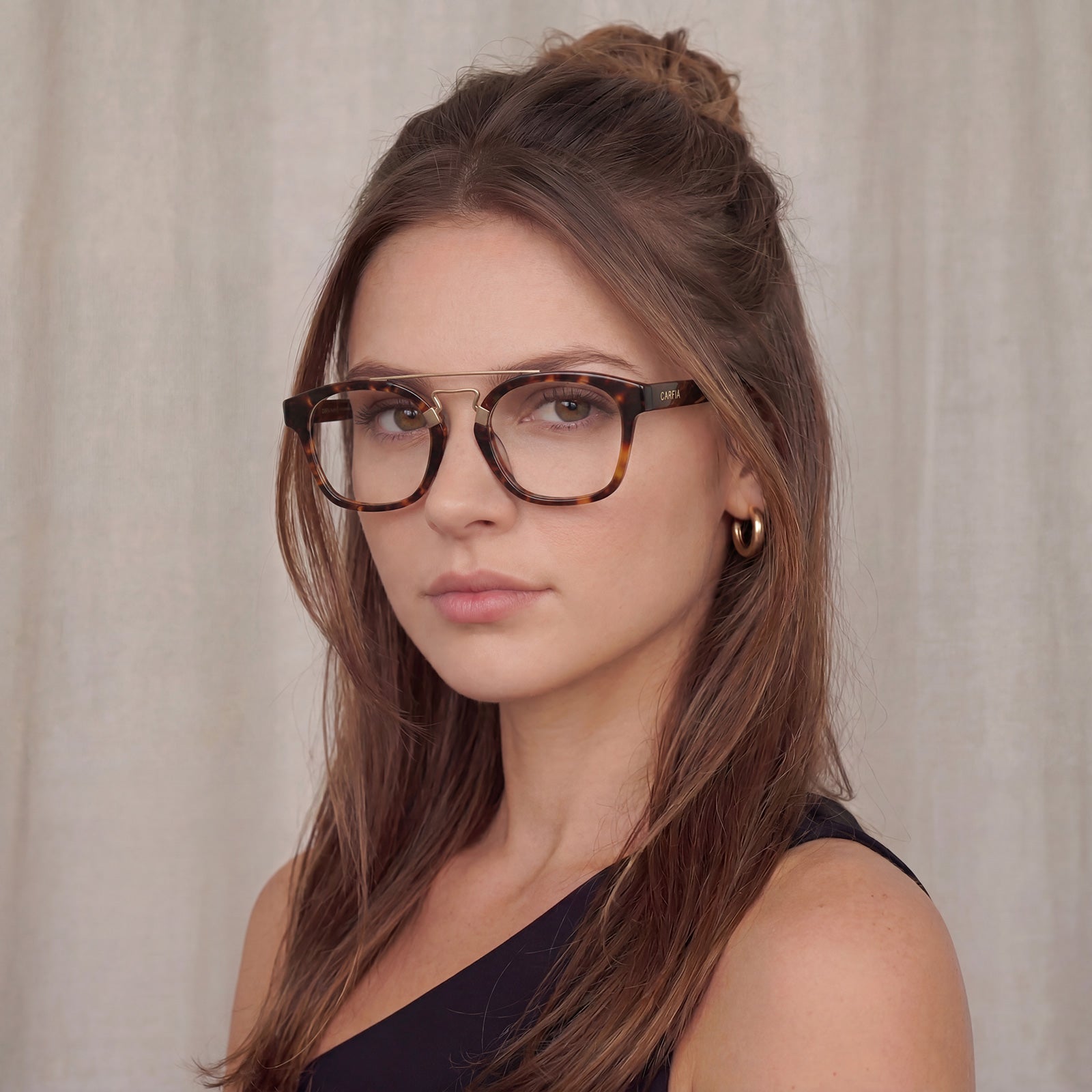 CARFIA Queen Tortoiseshell Acetate Eyeglasses Double Bridge Women's Frames lifestyle