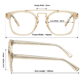 CARFIA Queen clear gold Acetate Eyeglasses Double Bridge Women's Frames CA5399 size