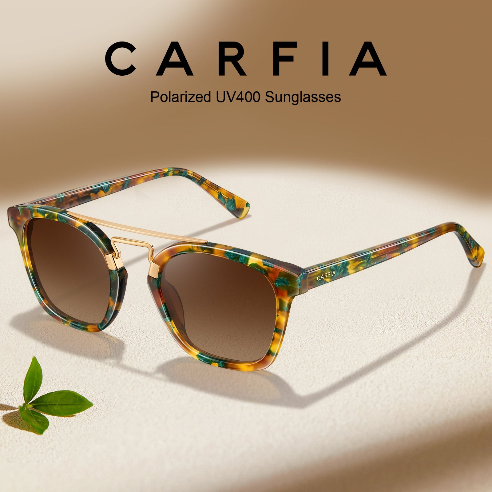 CARFIA Retro Polarized Sunglasses Womens UV400 Protection Double Metal Bridge angle