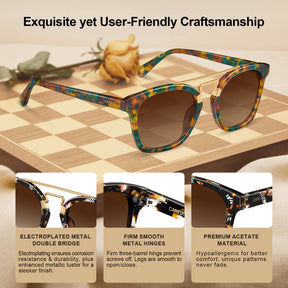 CARFIA Retro Polarized Sunglasses Womens UV400 Protection Double Metal Bridge details