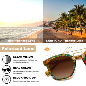 CARFIA Retro Polarized Sunglasses Womens UV400 Protection Double Metal Bridge polarized lens