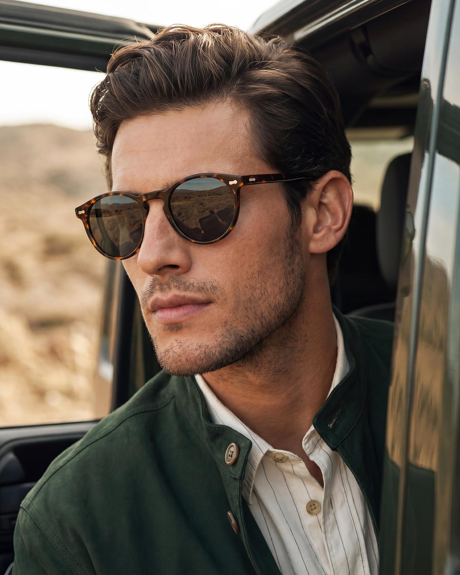 Carfia Concord-L04-RX Tortoise Acetate Heart Polarized Eyeglasses for Men, Side View