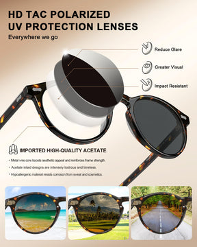 Carfia Concord-L04-RX Tortoise Acetate Heart Polarized Eyeglasses for Men, Additional View