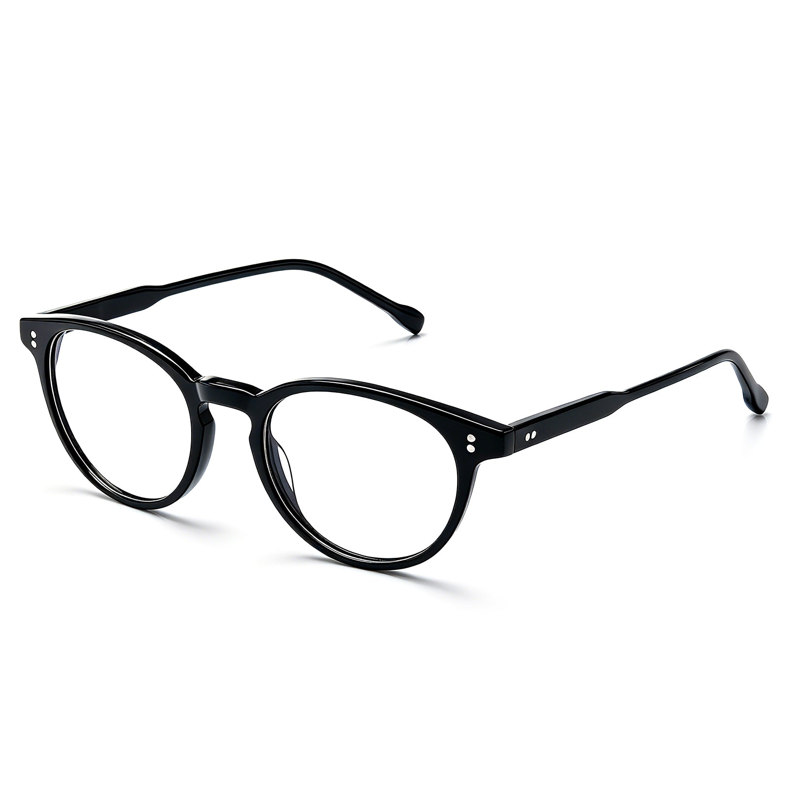CARFIA Vinyl FC01 Black Round Acetate Eyeglasses handmade eyewear angle