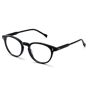 CARFIA Vinyl FC01 Black Round Acetate Eyeglasses handmade eyewear angle