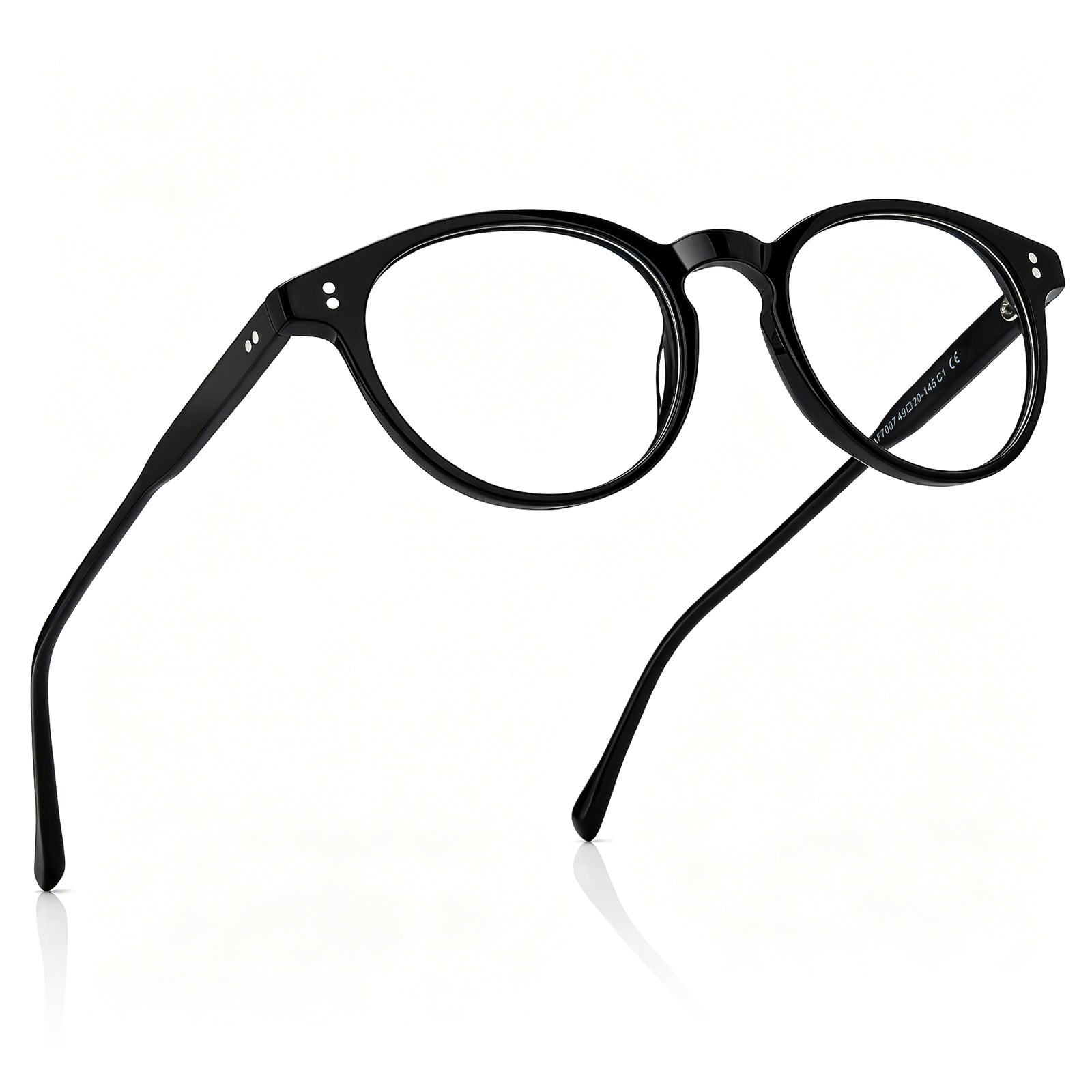 CARFIA Vinyl FC01 Black Round Acetate Eyeglasses handmade eyewear fly