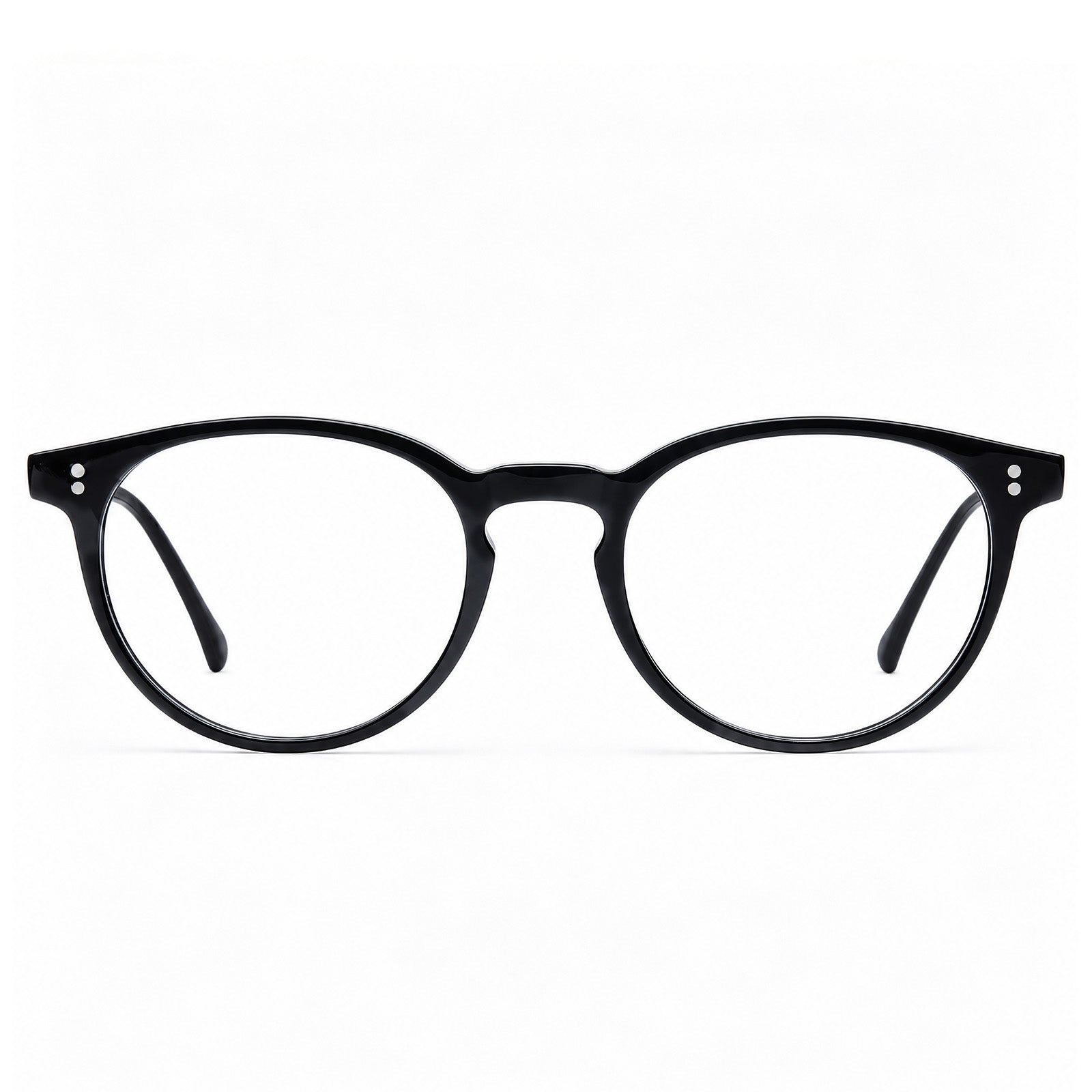 CARFIA Vinyl FC01 Black Round Acetate Eyeglasses handmade eyewear front